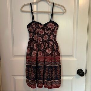 Band of Gypsies Navy &‎ Raspberry Sleeveless Boho Patterned Sundress Size S